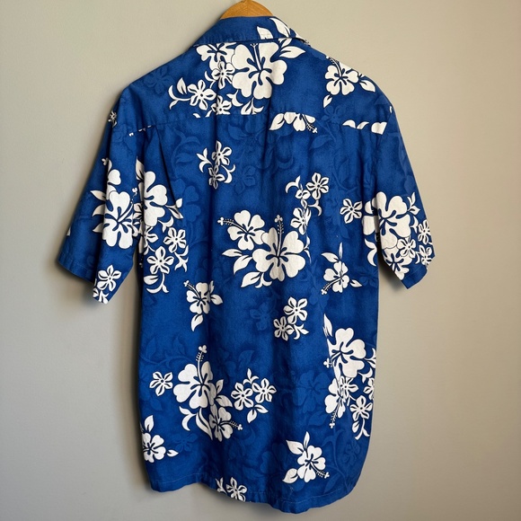 Men's Tropical Hawaiian Short Sleeve Button Shirt Blue Size Large Dad Resort USA - Picture 7 of 10